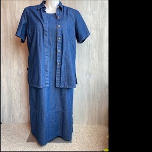 Bridge water 2 piece long denim dress and top set size 16w